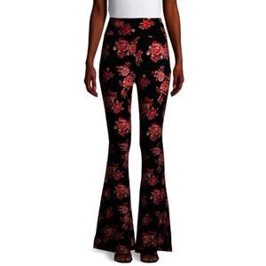 No Boundaries Black Red Rose Hawaiian Flared T-Shirt Legging Pants Junior 3-5/S